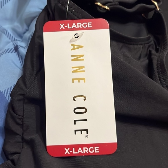 NWT Anne Cole - Square Neck Shirred One Piece  Black - Picture 5 of 7